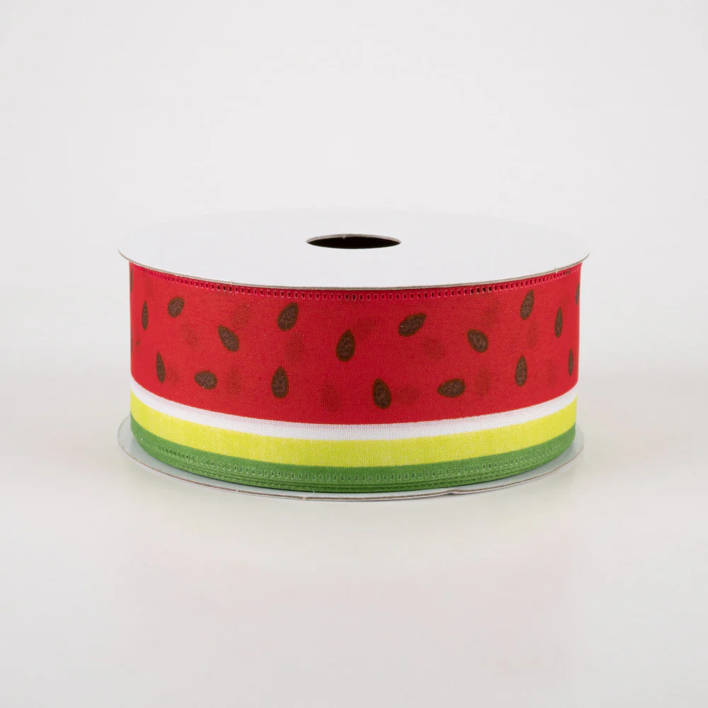 💙 Watermelon Slice Satin Stripe Ribbon 1.5" x 10 yards