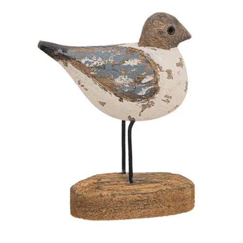 Weathered Wood Sandpiper Sitter 3.5"H