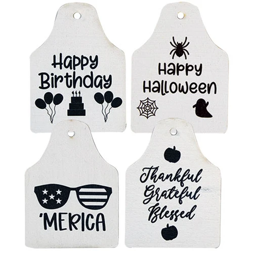 Welcome Cow Sign with 13 Seasonal Ear Tags 17.5" - Image 4