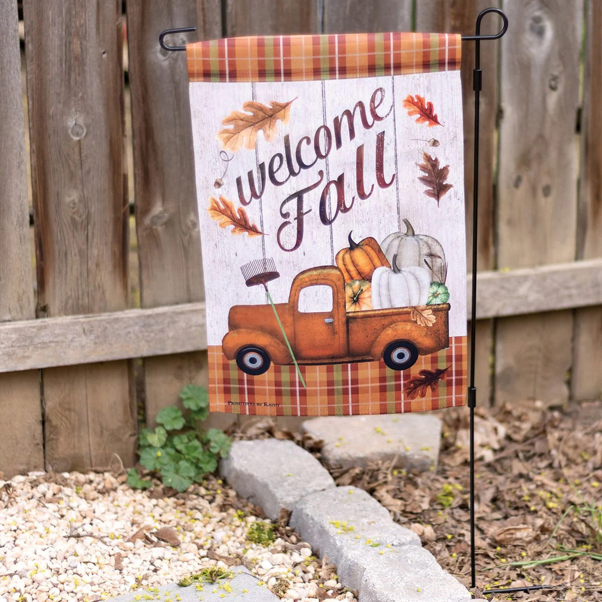 Welcome Fall Truck with Pumpkins Garden Flag - Image 2