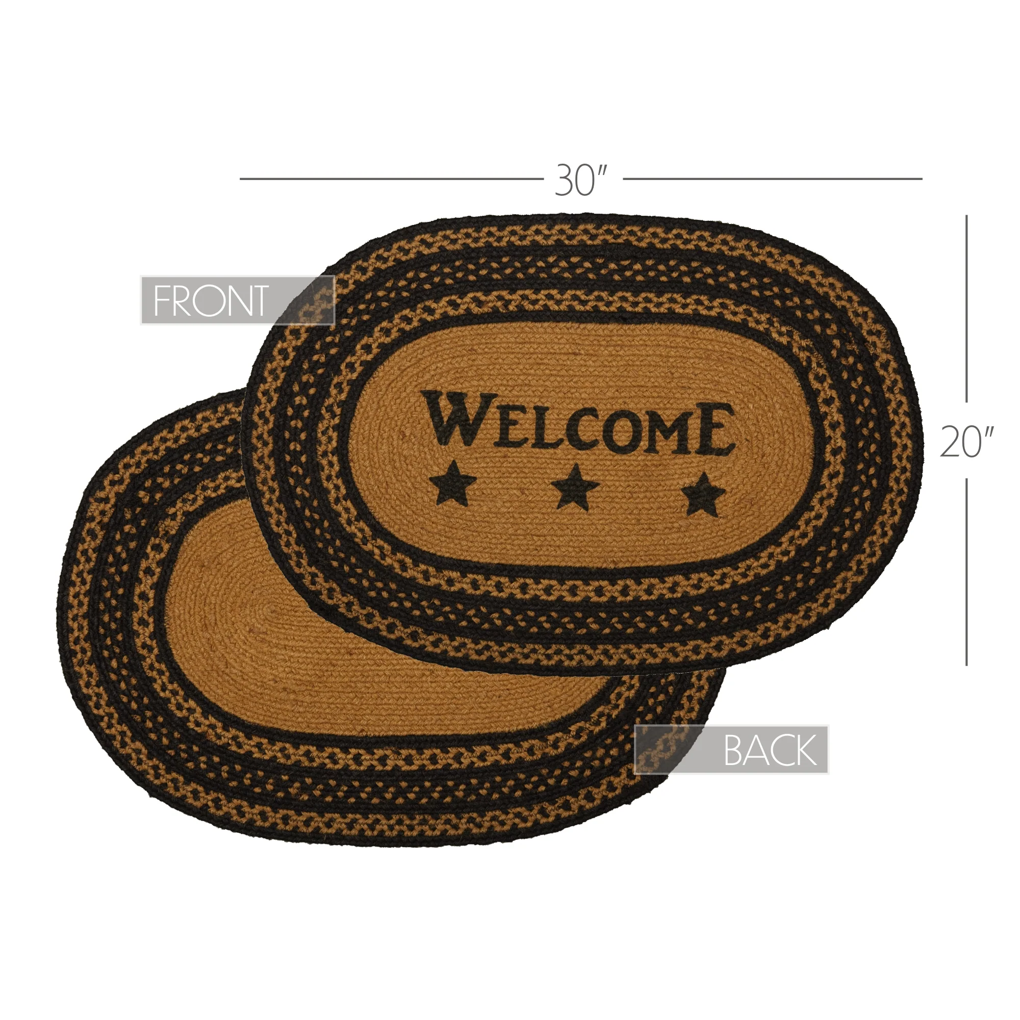 Welcome Farmhouse Stencil Stars 30" Oval Jute Rug - Image 5