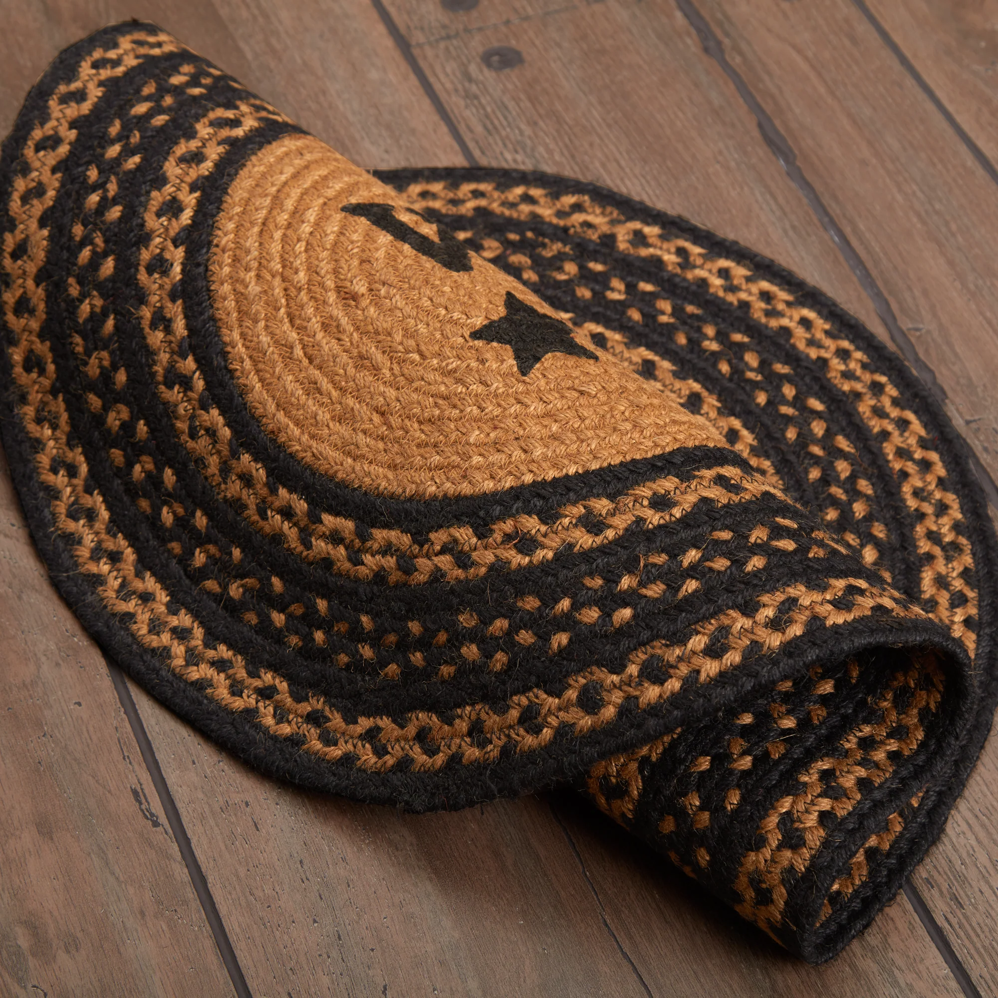 Welcome Farmhouse Stencil Stars 30" Oval Jute Rug - Image 7