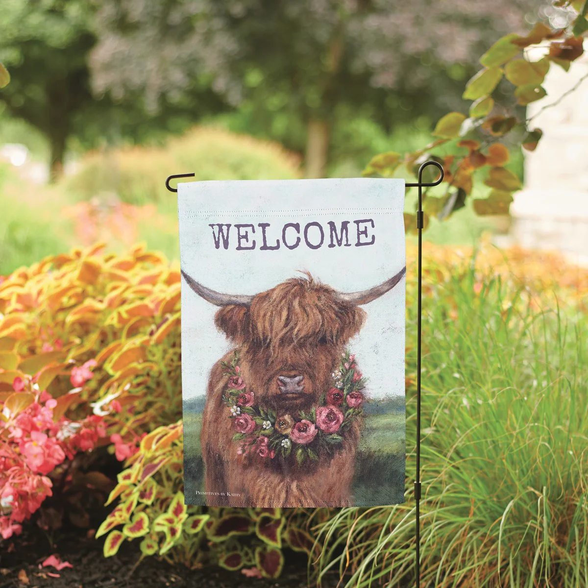 Welcome Floral Highland Garden Flag - Image 2