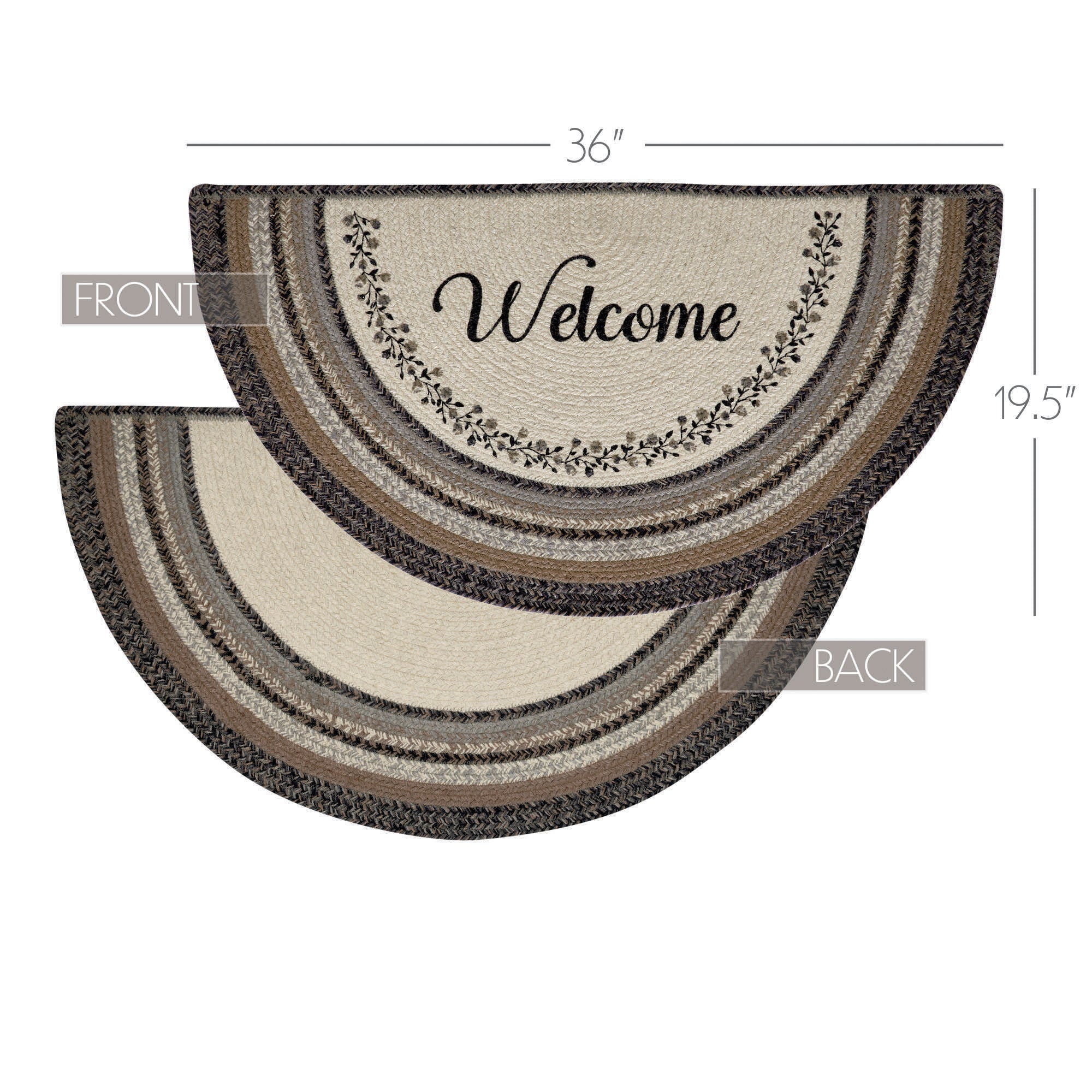 Welcome Floral Vine Jute Half Circle Door Rug - Image 3