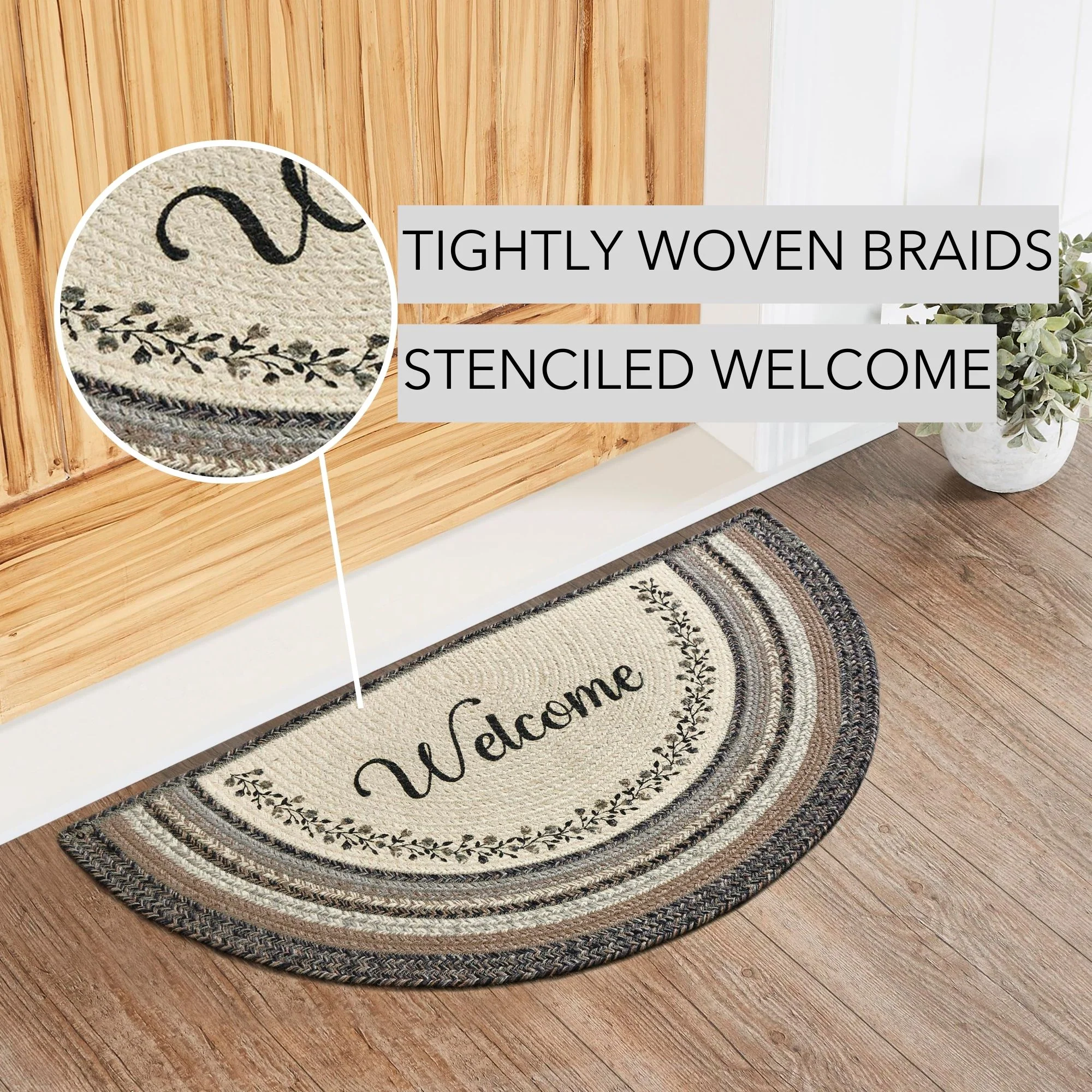 Welcome Floral Vine Jute Half Circle Door Rug - Image 4