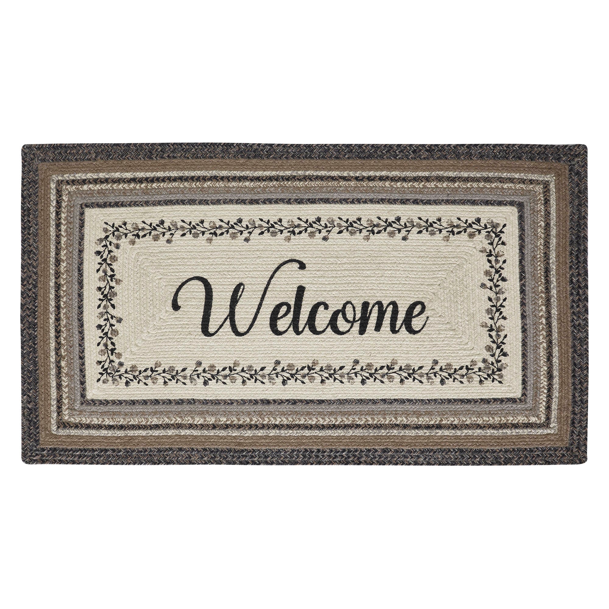 Welcome Floral Vine Jute Rug w/ Pad 27" x 48" - Image 4