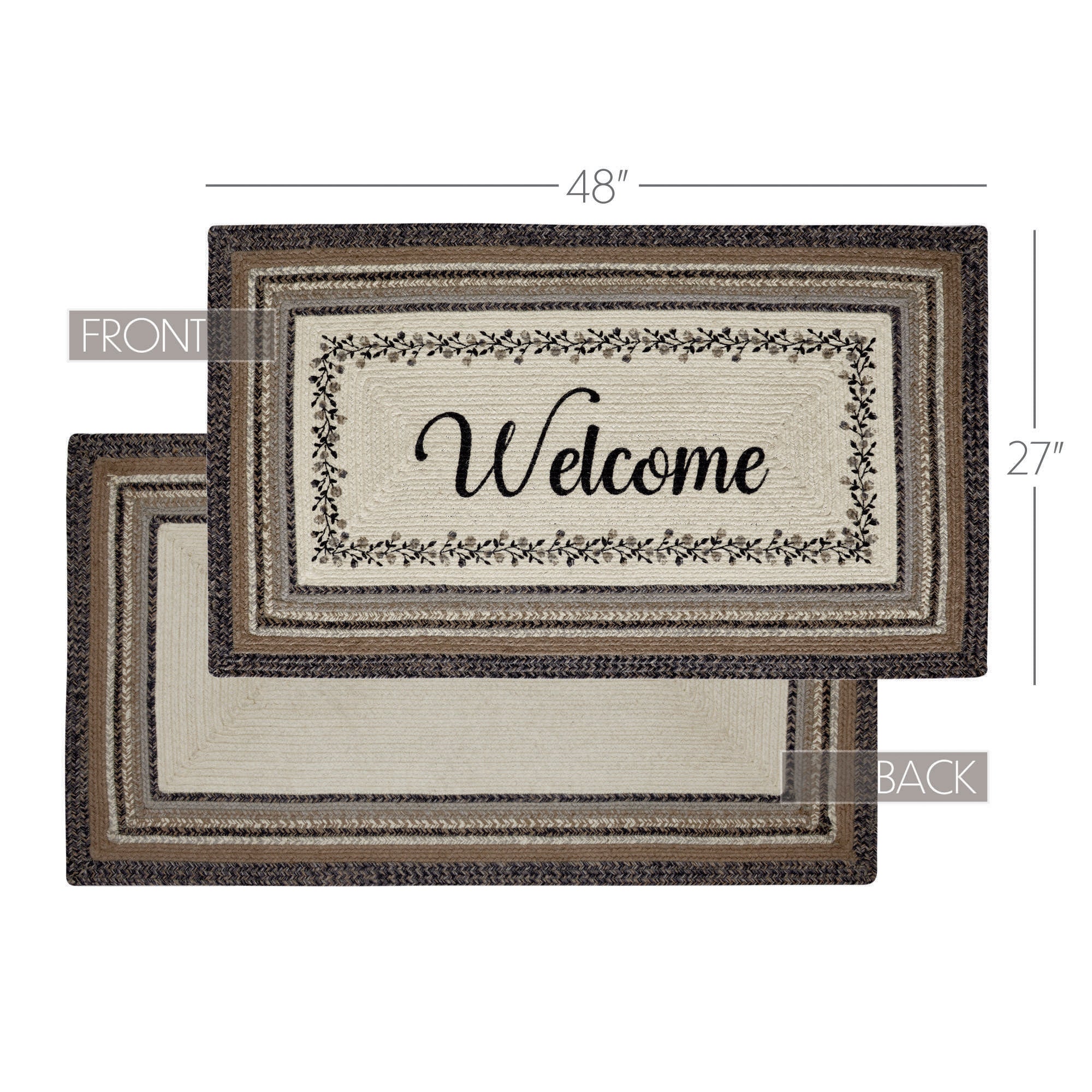 Welcome Floral Vine Jute Rug w/ Pad 27" x 48" - Image 6