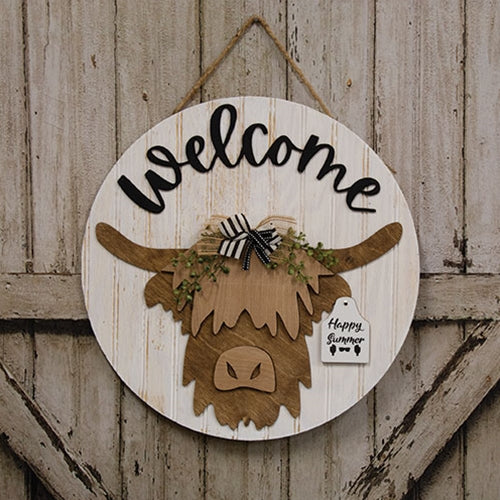 Welcome Highland Cow Sign with 12 Seasonal Ear Tags - Image 5
