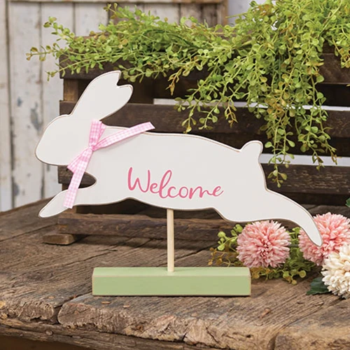 Welcome Jumping Bunny on Base 10" H - Image 2