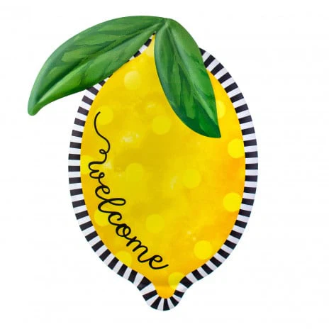 Welcome Lemon 12" Metal Embossed Hanger: