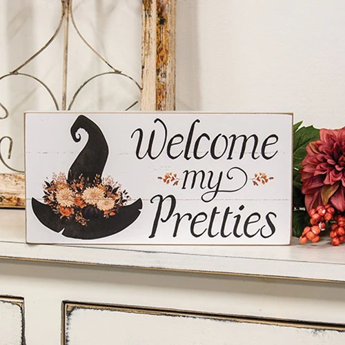 🧙♀️ 7 WITCHY DAYS DAY 7 ✨ Welcome My Pretties Floral Witch Hat Box Sign