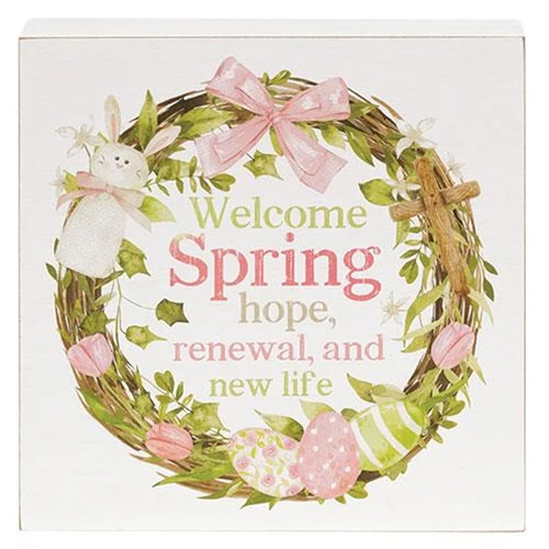 💙 Welcome Spring Easter Florals 8" Box Sign - Image 2