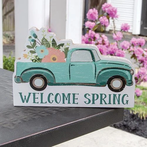 π Welcome Spring Flower Truck Block
