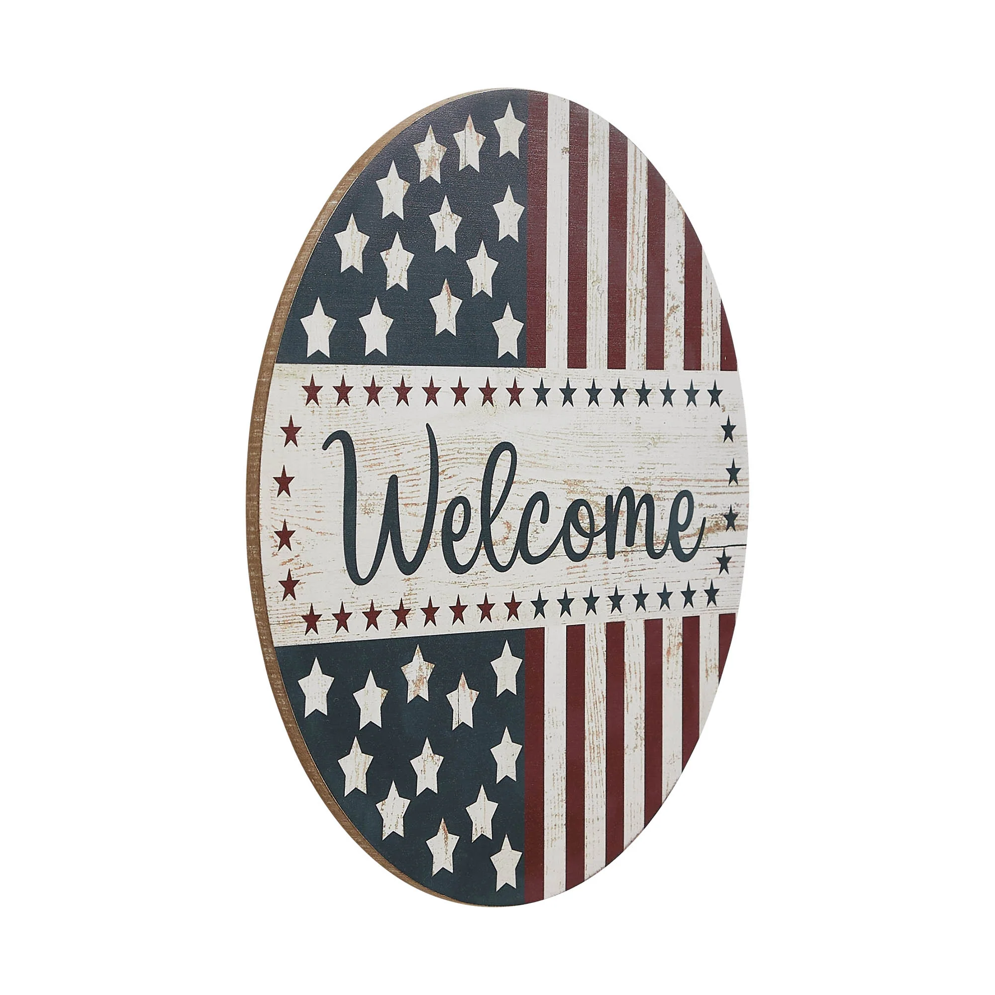 Welcome Stars & Stripes 11" Round Wall Hanging - Image 3