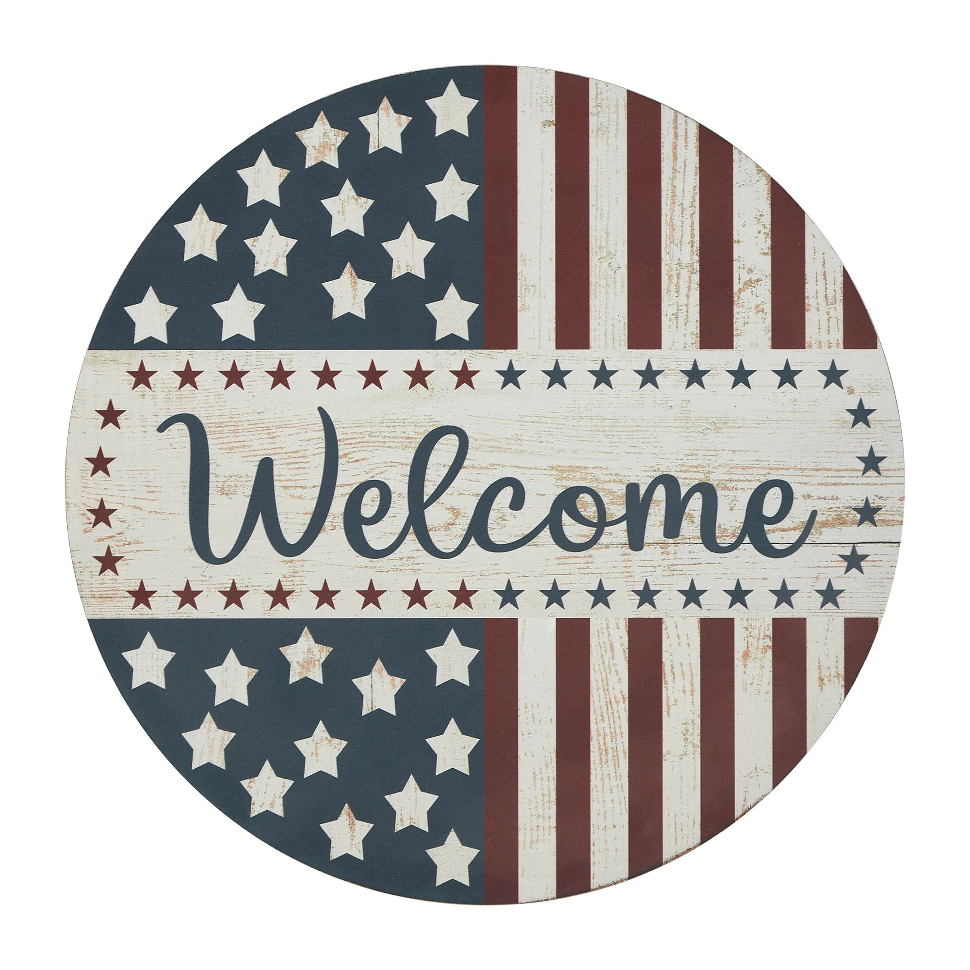 Welcome Stars & Stripes 11" Round Wall Hanging - Image 5