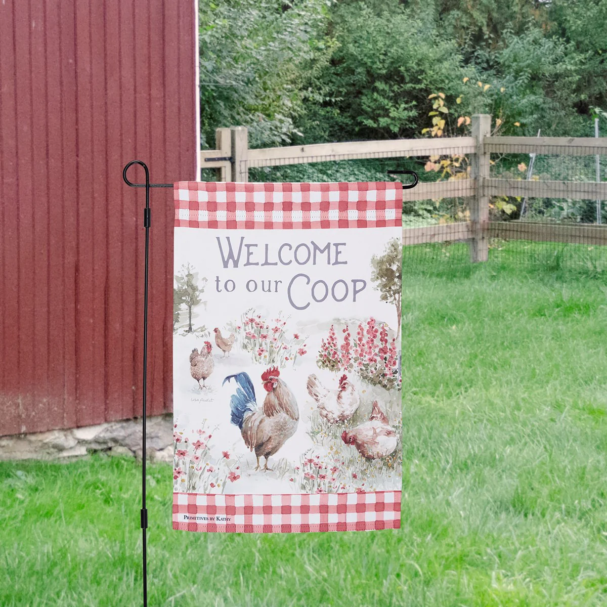 Welcome To Our Coop Chicken Garden Flag - Image 2