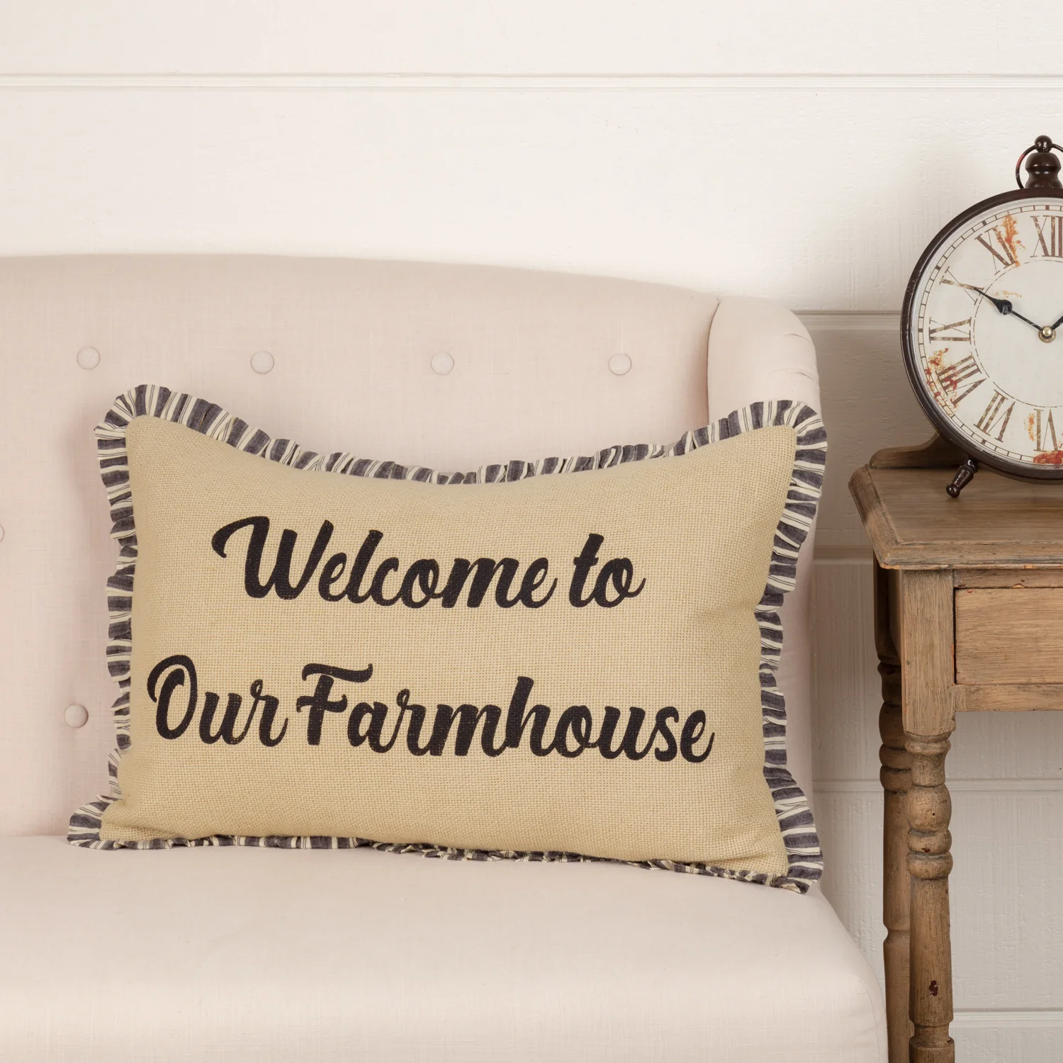 Welcome to Our Farmhouse Fringed Accent Pillow