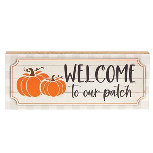 Welcome to Our Patch Pumpkins 10" Wooden Block Sign - Image 2