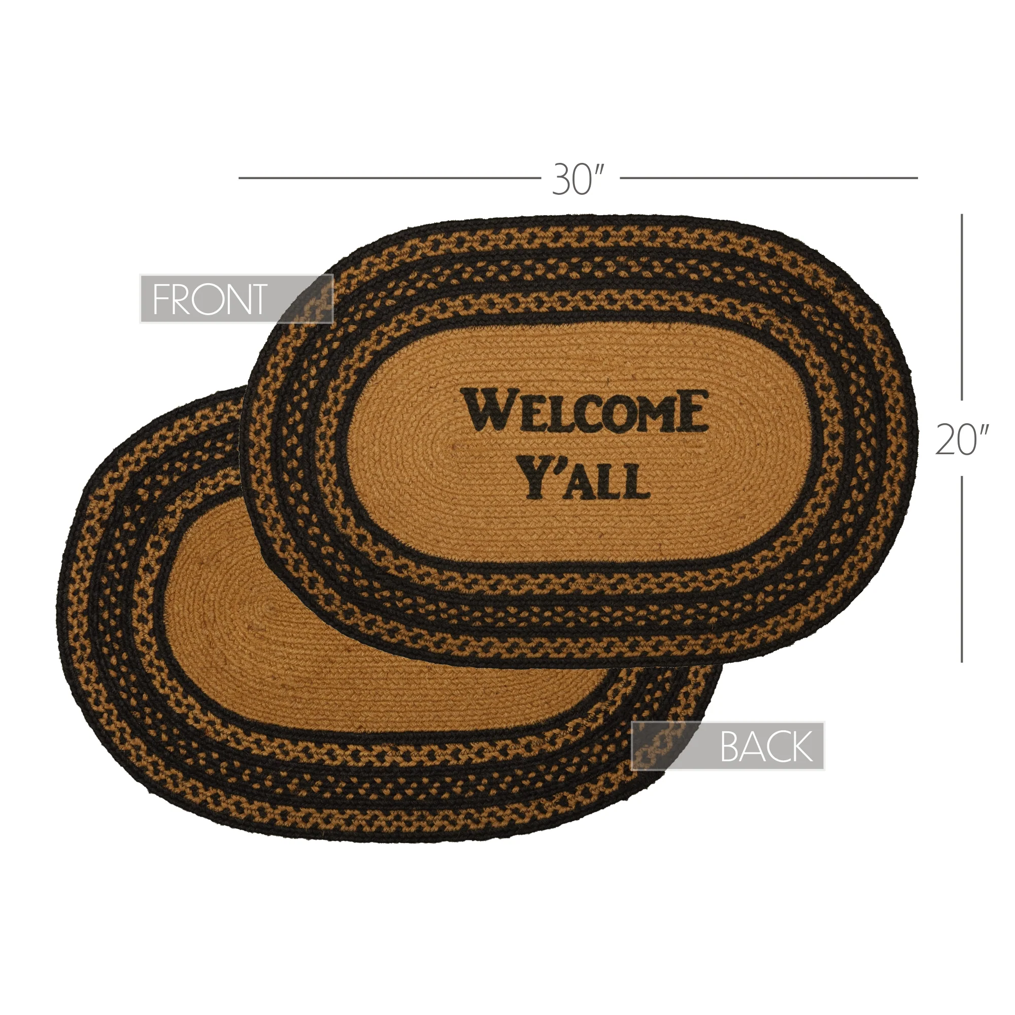 Welcome Y'All Jute Oval Stencil Rug 20" x 30" - Image 7