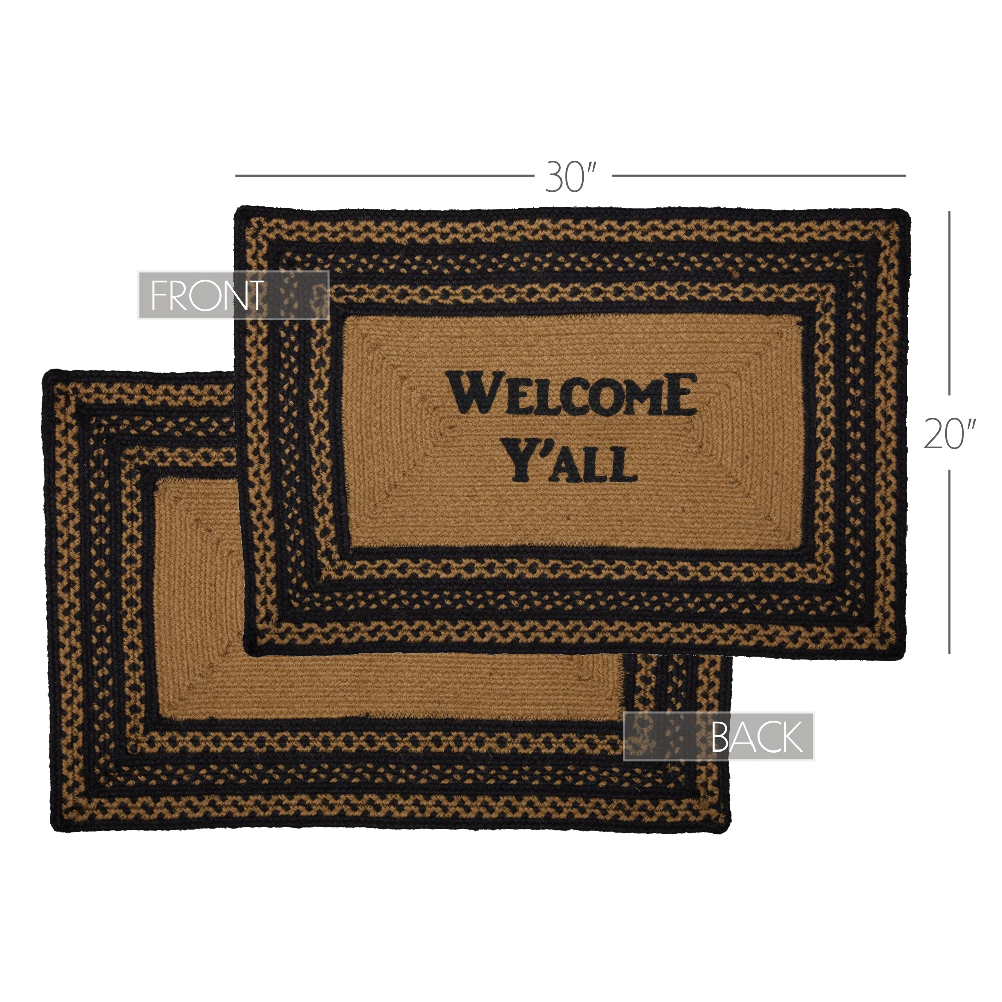 Welcome Y'All Jute Rectangle Stencil Rug 20" x 30" - Image 5