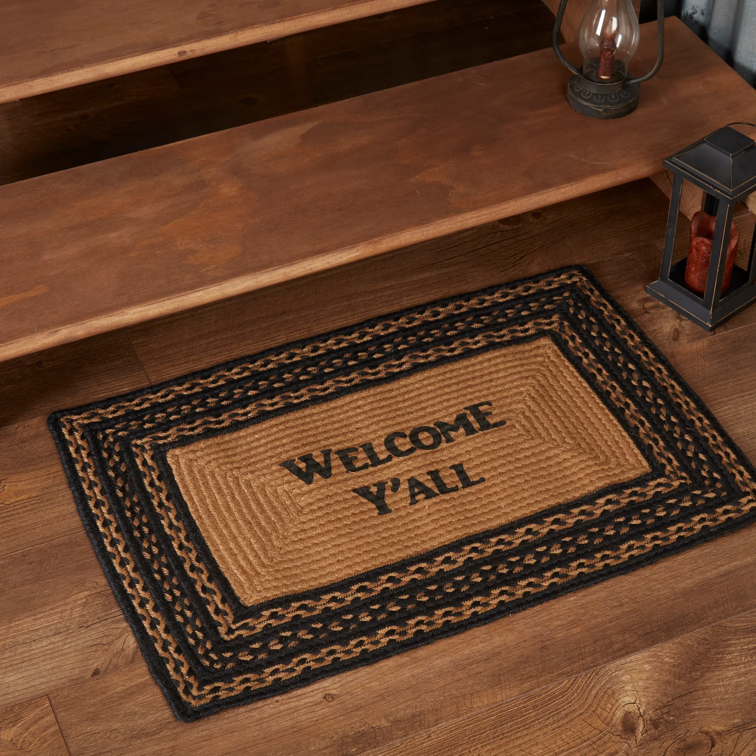 Welcome Y'All Jute Rectangle Stencil Rug 20" x 30" - Image 8