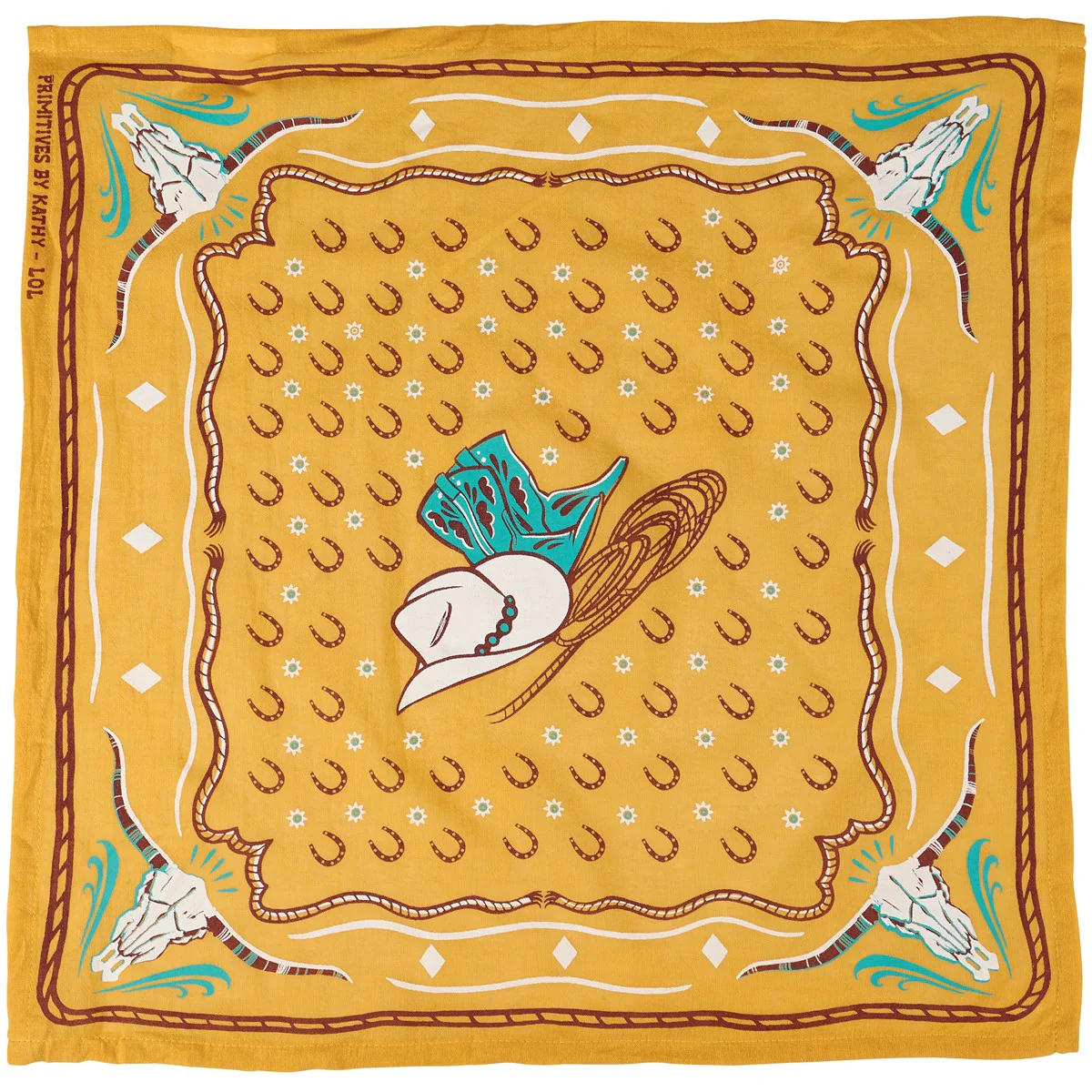 Western Hat and Boots Pattern Bandana