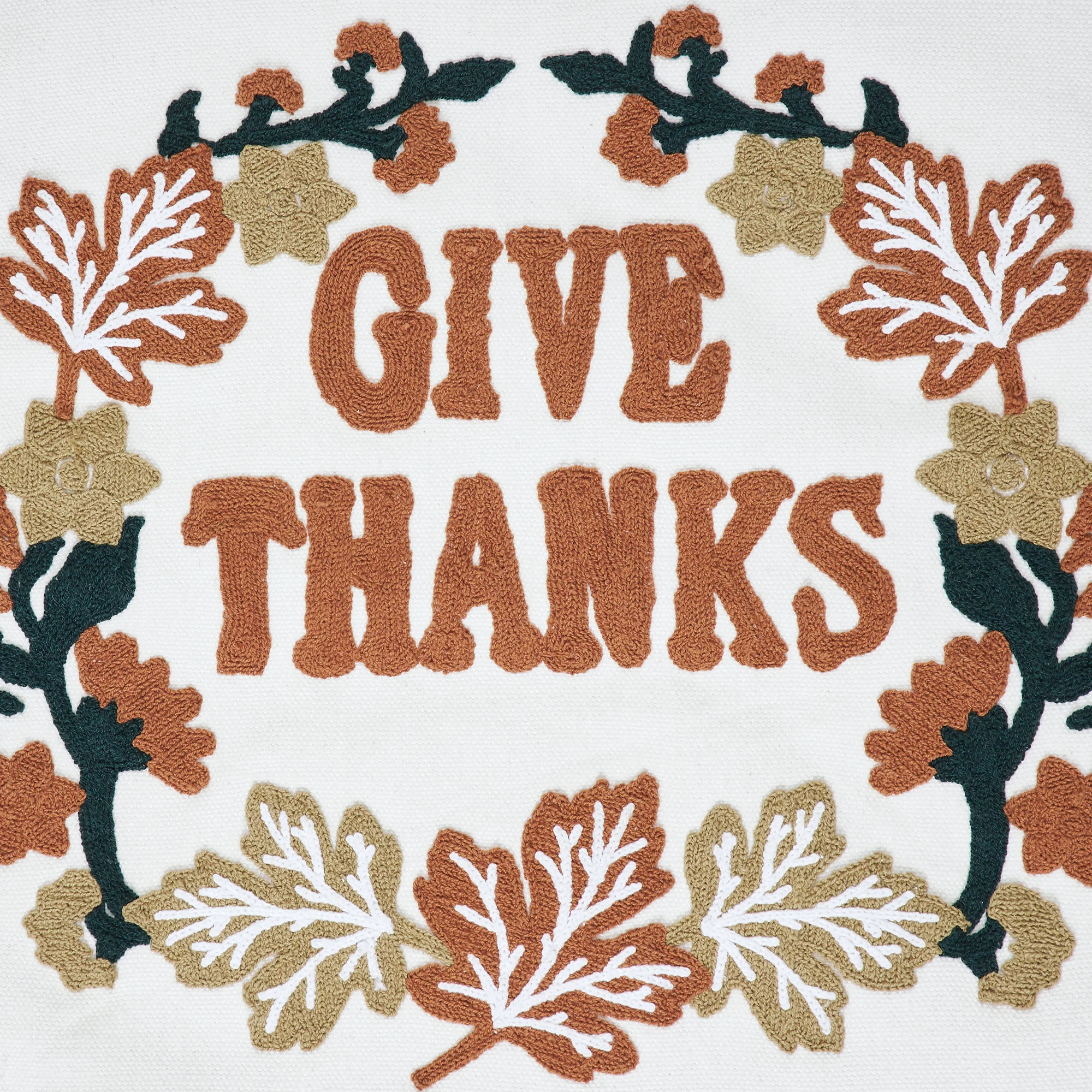 Wheat Plaid Give Thanks Pillow 18'' x 18'' - Image 4