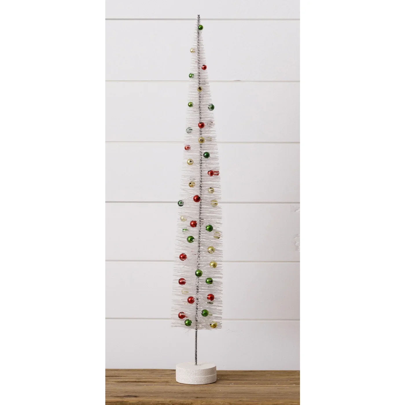 White Bottle Brush Trees With Balls 22" H