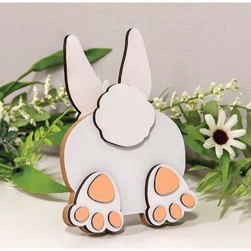 💙 White Bunny Bum Easel Sign