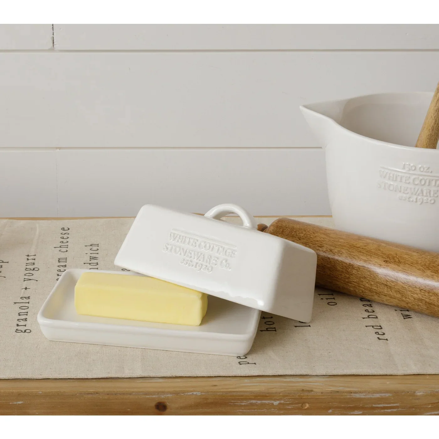 White Cottage Ceramic Butter Dish - Image 2