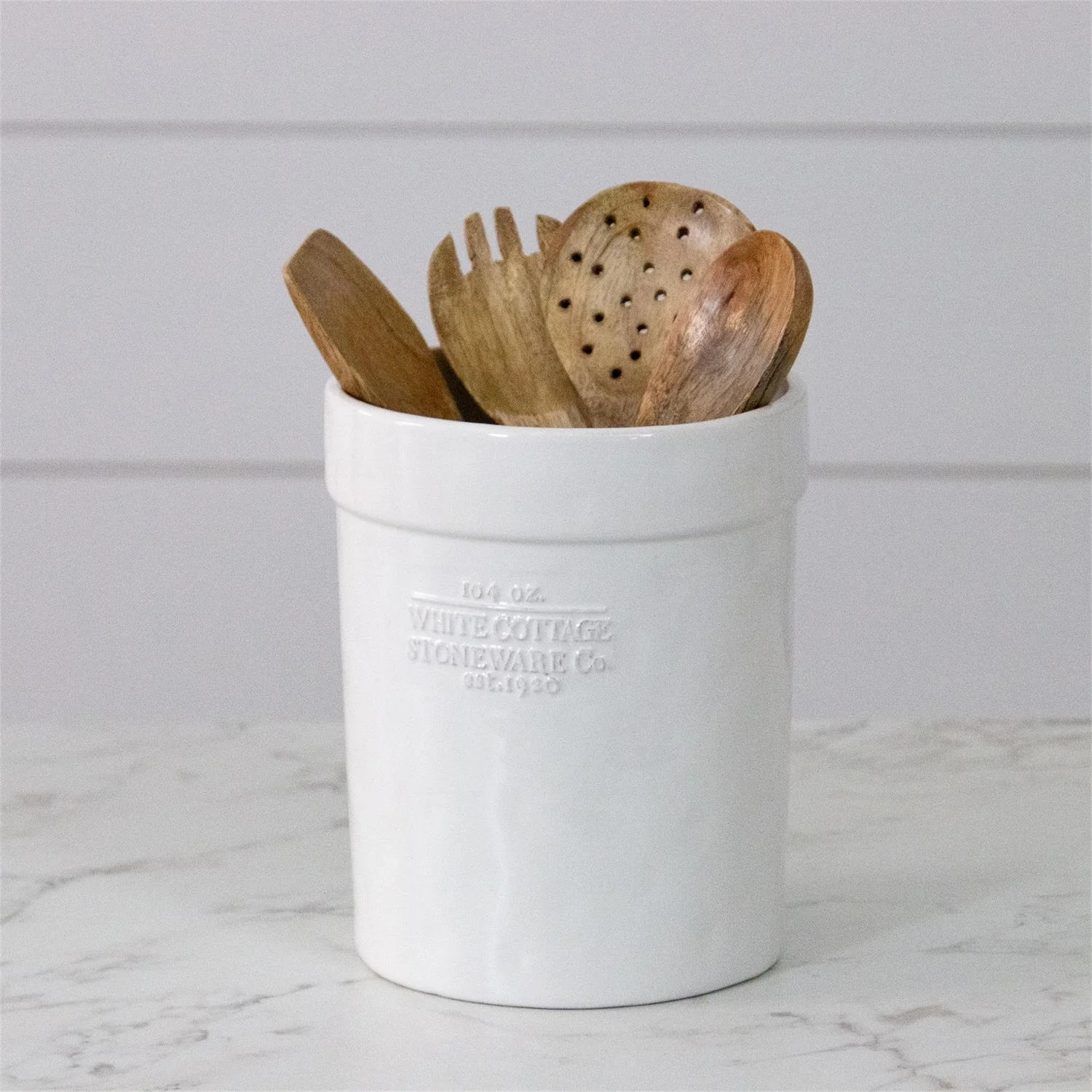 White Cottage Utensil Crock