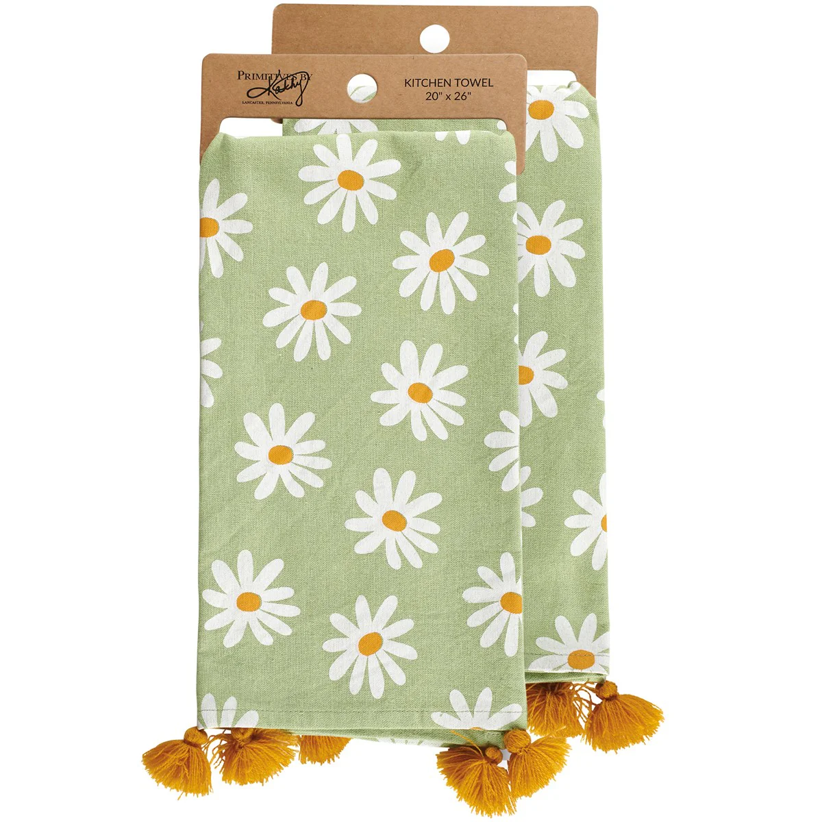 💙 White Daisies Kitchen Towel with Tassels - Image 2