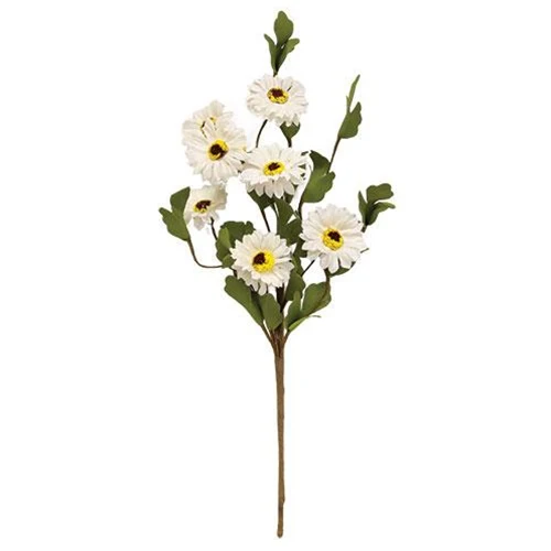 White Daisy 15" Faux Flower Pick