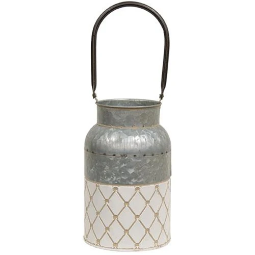 White Diamond Embossed Milk Cans Set of 2 - Image 3