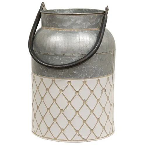 White Diamond Embossed Milk Cans Set of 2 - Image 4
