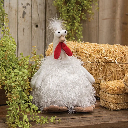 White Fluffy Chicken 9" Stuffed Animal - Image 2