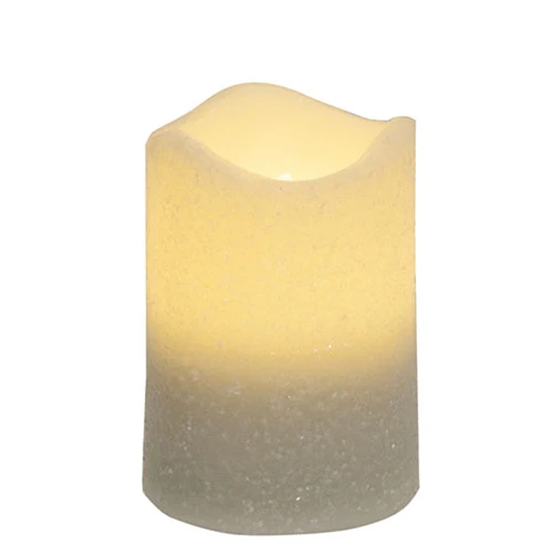 White Glitter LED Timer 4" Pillar Candle