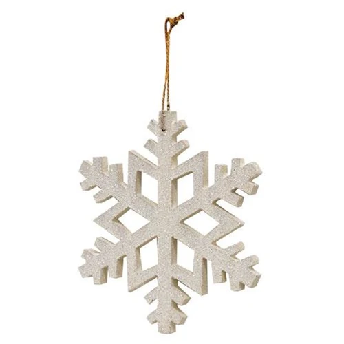 White Glitter Snowflake 8" Ornament - Image 2