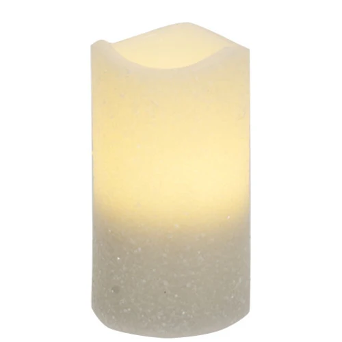 White Glitter Timer Pillar Candle 3" x 5"