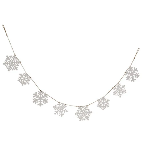White Glittered Snowflake Garland 60" Long