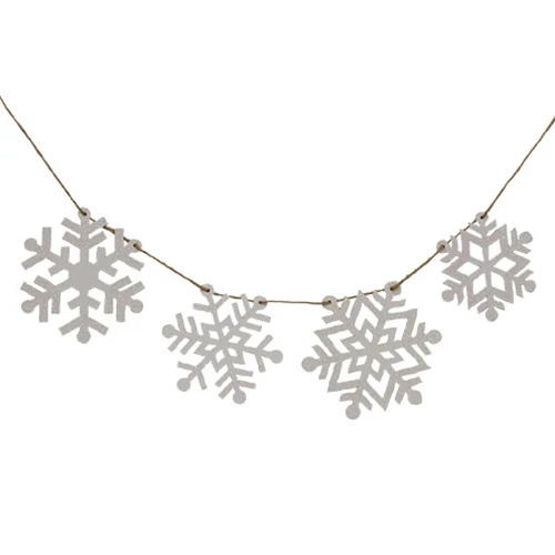 White Glittered Snowflake Garland 60" Long - Image 2