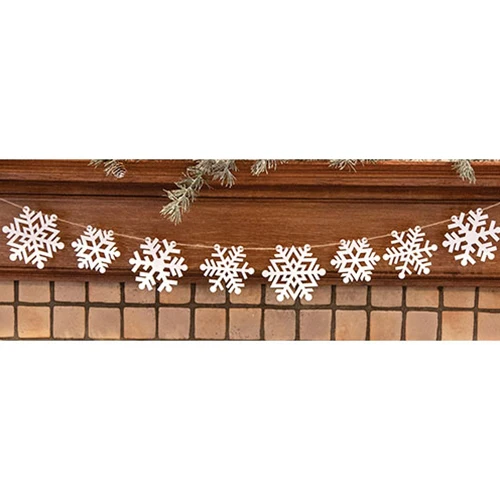 White Glittered Snowflake Garland 60" Long - Image 3