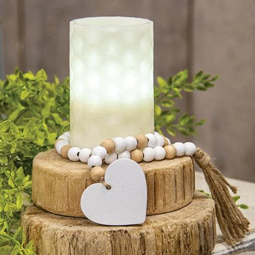 ๐ White Heart Bead Farmhouse Garland 22.5" Long - Image 2
