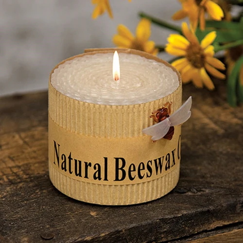 White Honeycomb Bee Charm Pillar Candle 2" H x 2.5" W - Image 2
