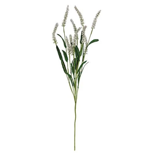 π White Icker Flower & Leaves 20" Faux Floral Spray - Image 2