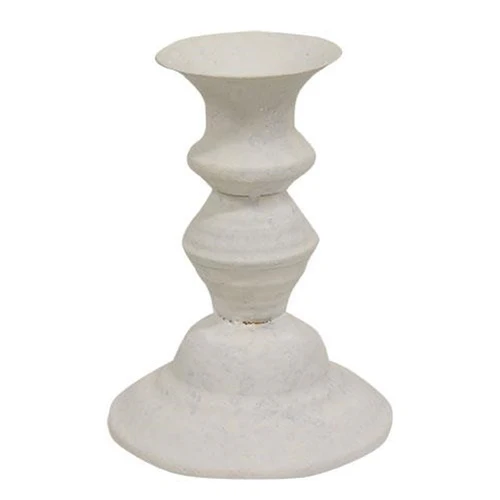 White Metal Cottage Chic Taper Holder 5.5" H