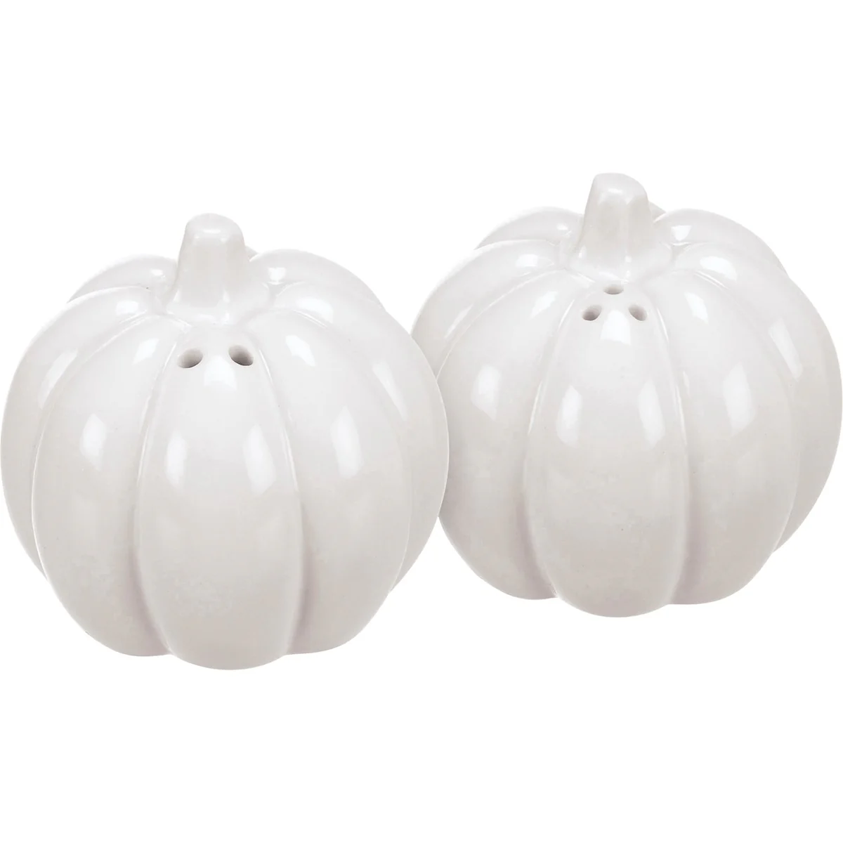 ๐ White Pumpkin Ceramic Salt and Pepper Shakers