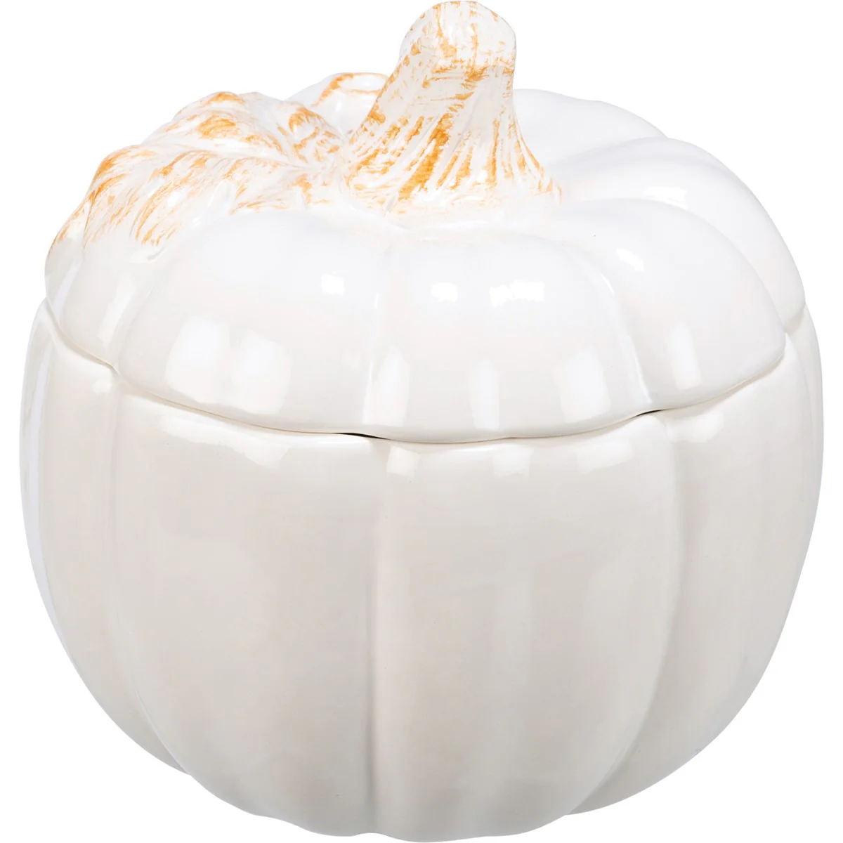White Pumpkin Ceramic Treat Jar - Image 3