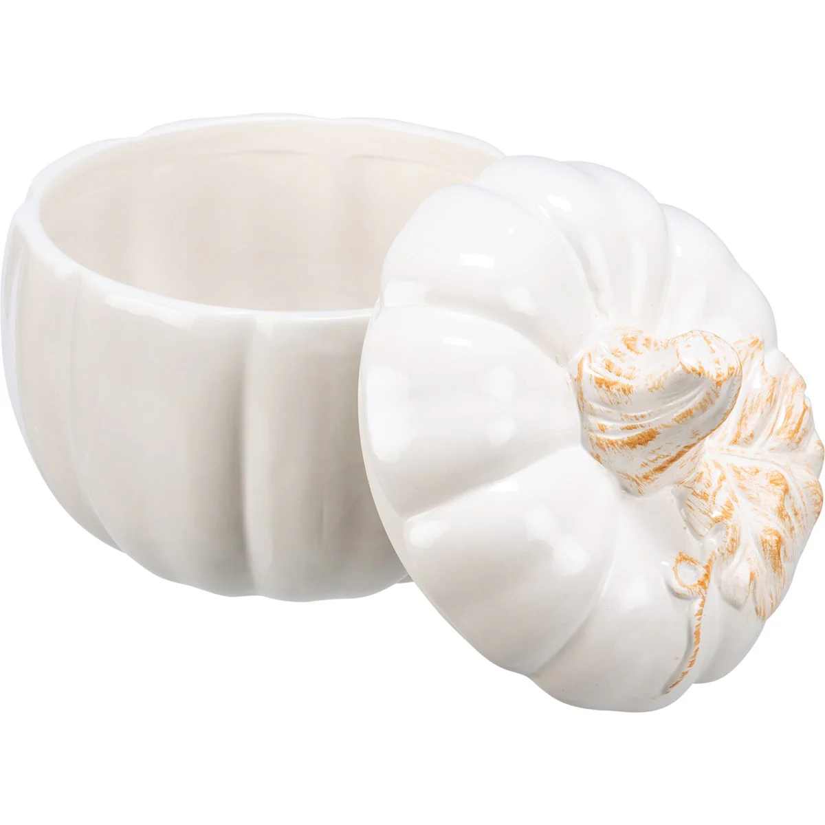 White Pumpkin Ceramic Treat Jar - Image 4