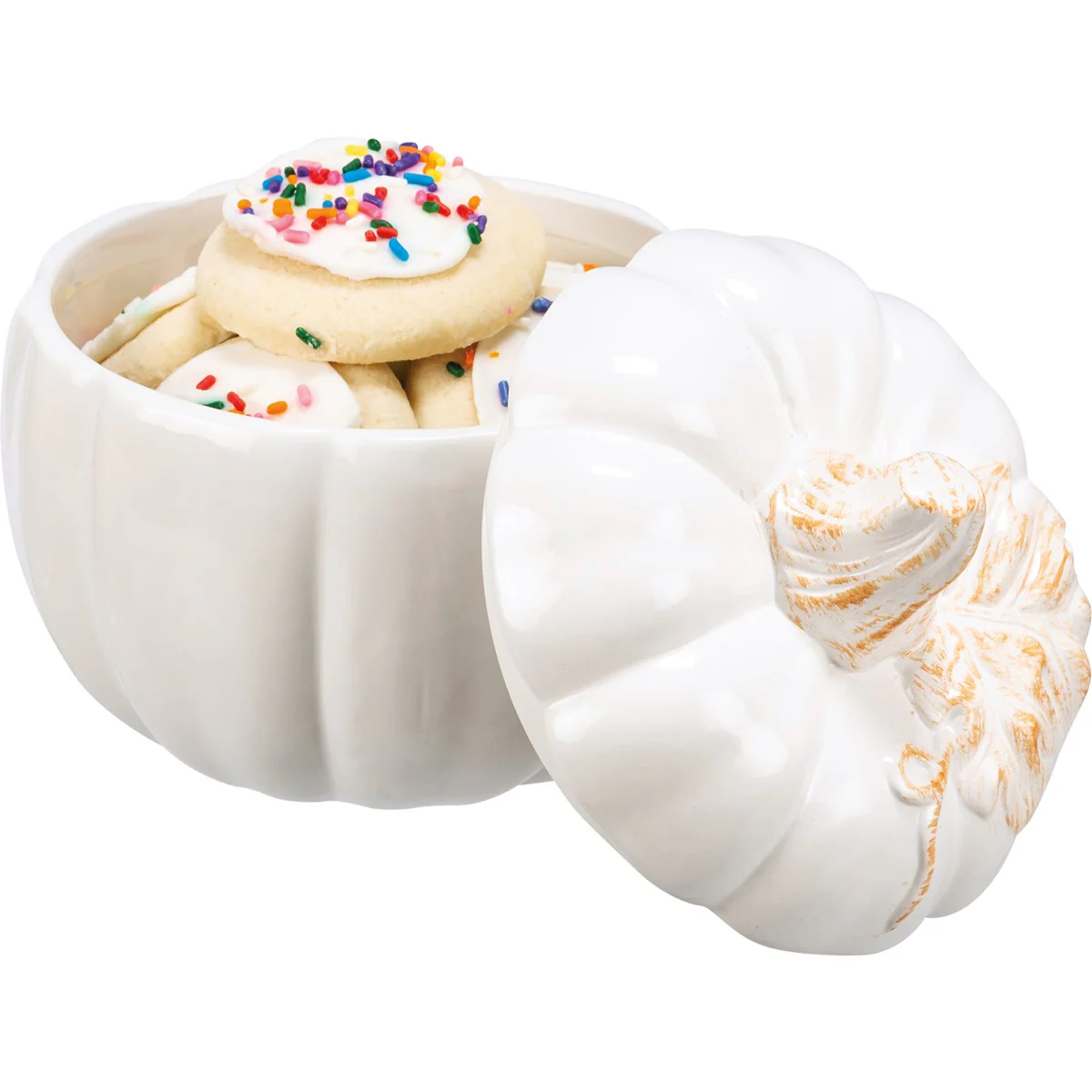 White Pumpkin Ceramic Treat Jar - Image 5